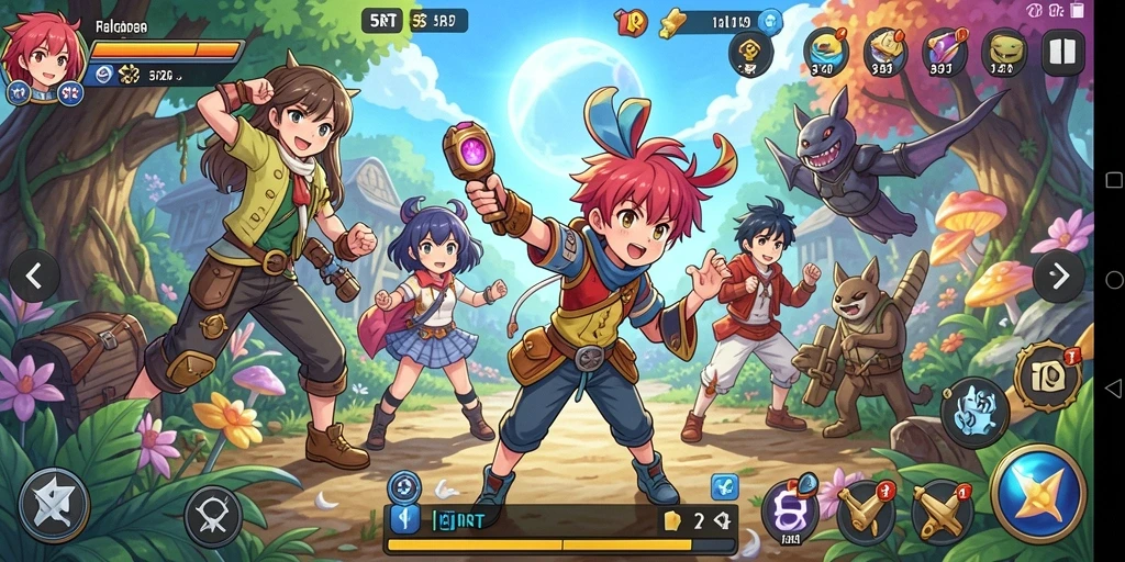 Tampilan gameplay yang menakjubkan dalam 5RT dengan karakter Anime yang berinteraksi.