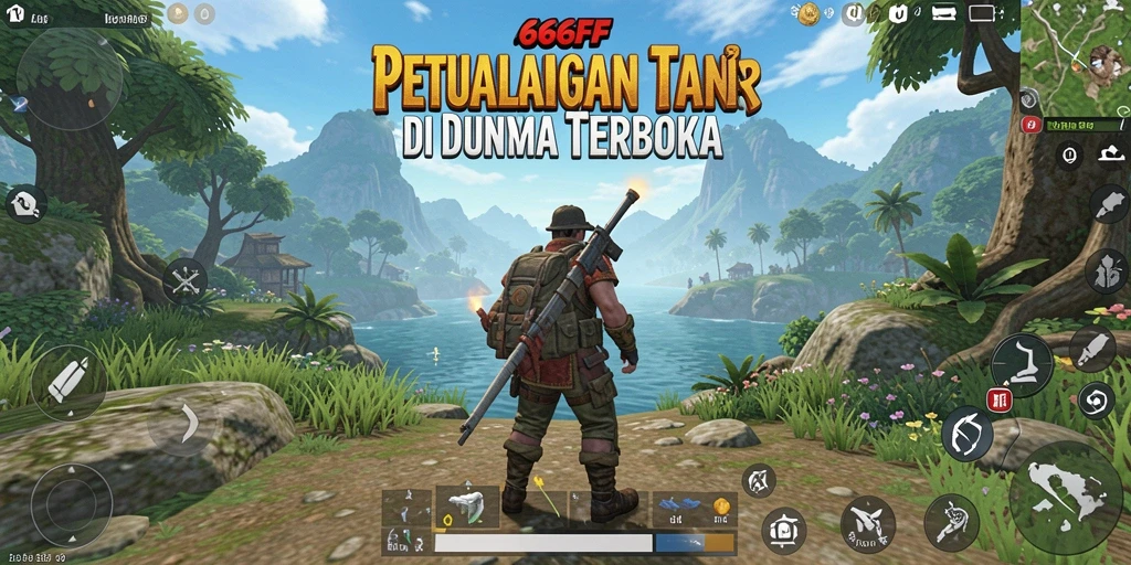 Tangkapan layar gameplay 666FF yang menampilkan dunia terbuka yang luas.