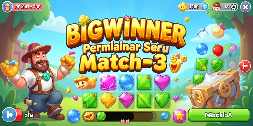 Tangkapan layar dari gameplay seru BIGWINNER yang menampilkan elemen Match-3.