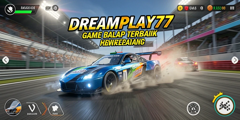 Gameplay mendebarkan dari DREAMPLAY77 dengan mobil balap yang cepat.