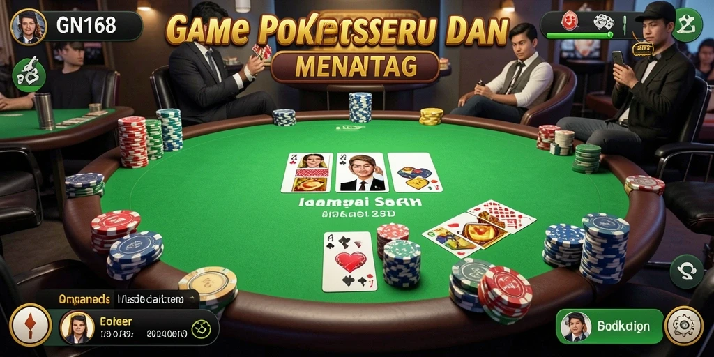 Tampilan gameplay Poker yang seru dan interaktif di GN168.
