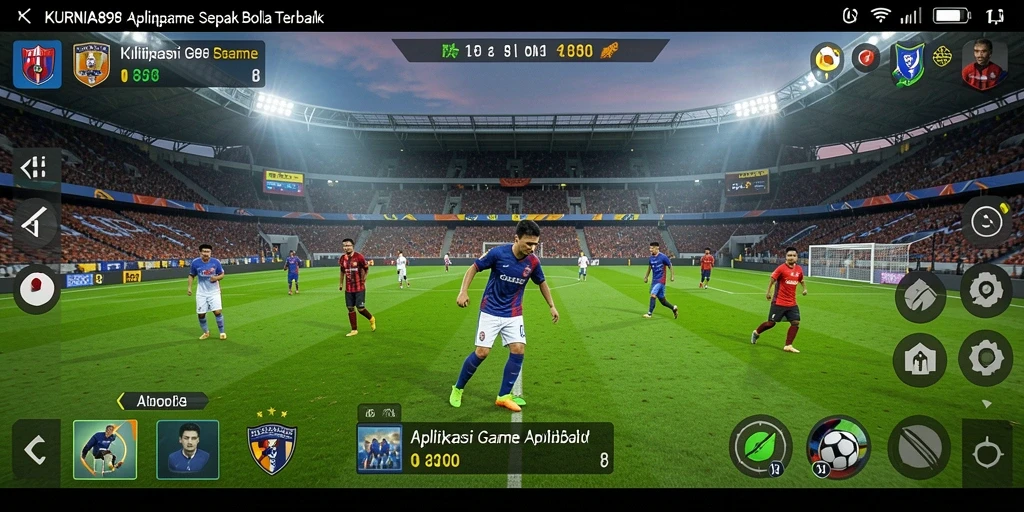 Tampilan gameplay seru dengan aksi sepak bola yang intens.