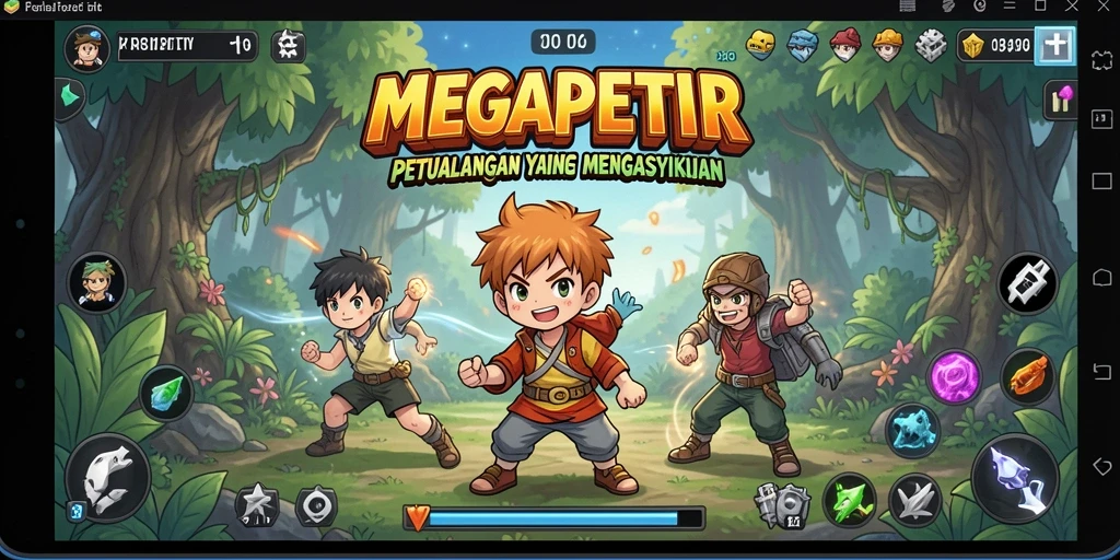 Screenshot gameplay <strong>MEGAPETIR</strong> menampilkan aksi fantastis di dunia anime.