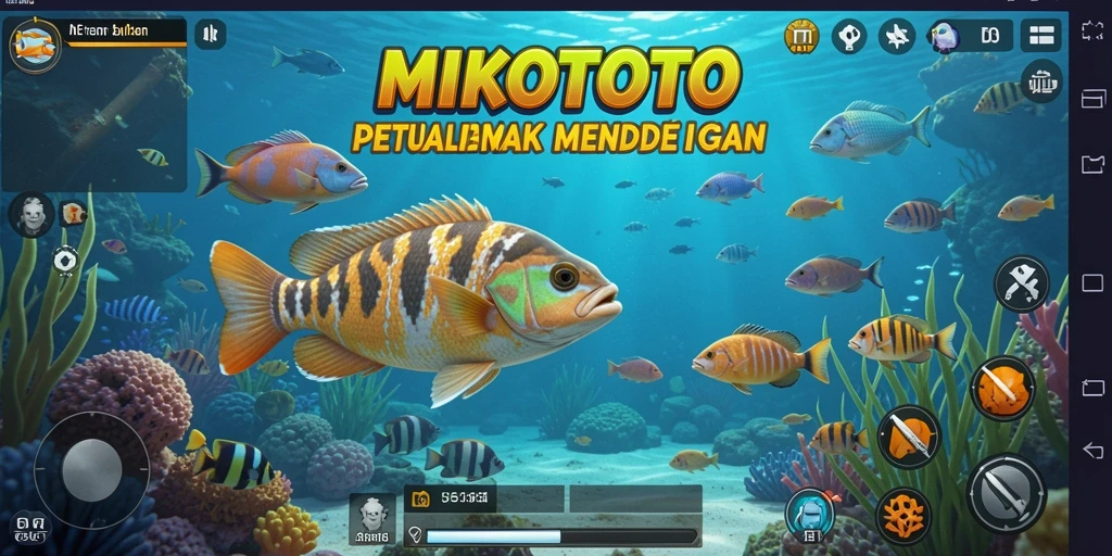 Tangkapan layar gameplay MIKOTOTO, menunjukkan aksi menembak ikan.