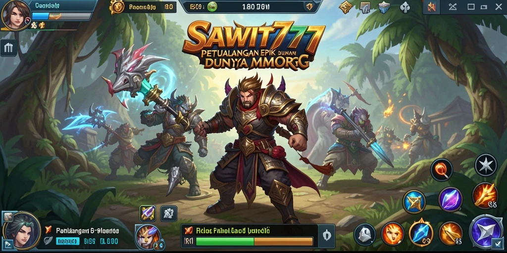 Tampilan utama gameplay SAWIT777 menunjukkan pertarungan epik antara pemain dan monster.