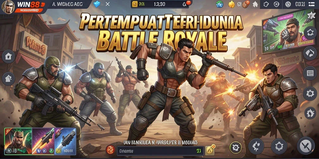 Screenshot gameplay WIN88 yang menampilkan aksi Battle Royale intens.