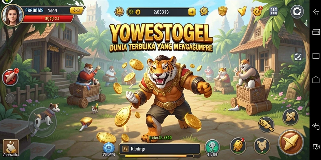 Screenshot gameplay YOWESTOGEL menunjukkan petualangan di dunia terbuka.